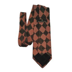 Ermenegildo‎ Zegna Silk Tie, Green Red Diamond Motif, Italian, Business, Holiday